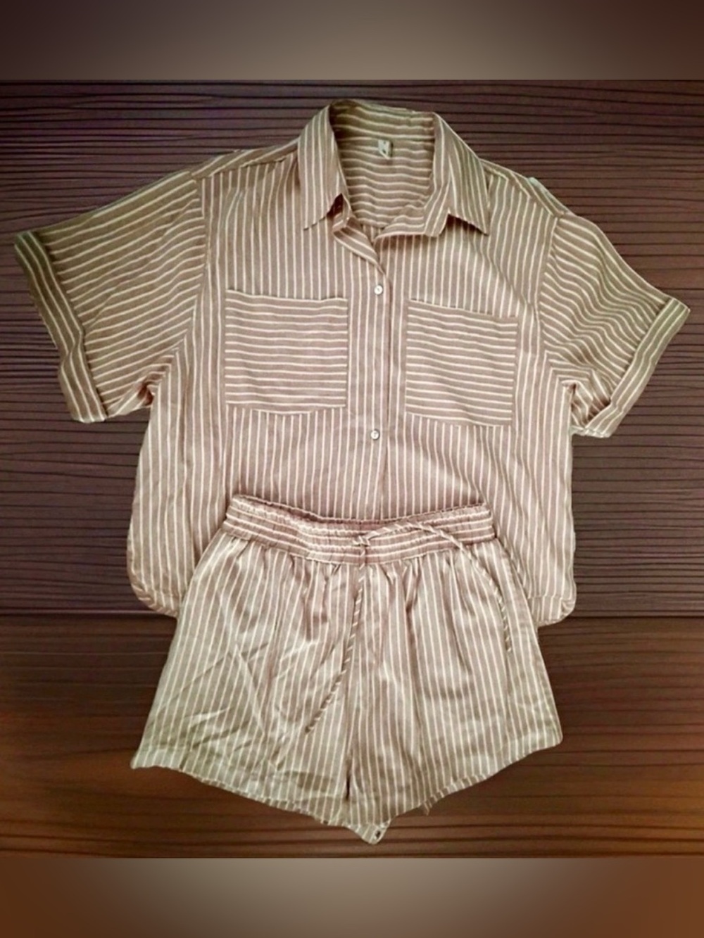 GLAM Two-piece Pink and White Striped Coord